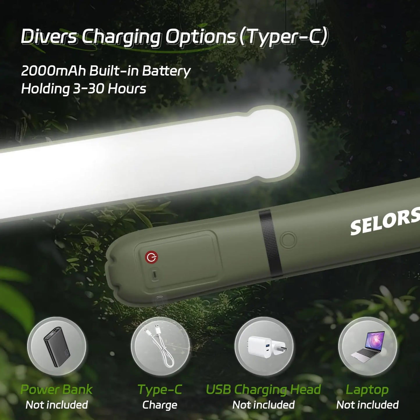 Rechargeable Camping Light / Tent Lamp. Waterproof Outdoor Spotlight