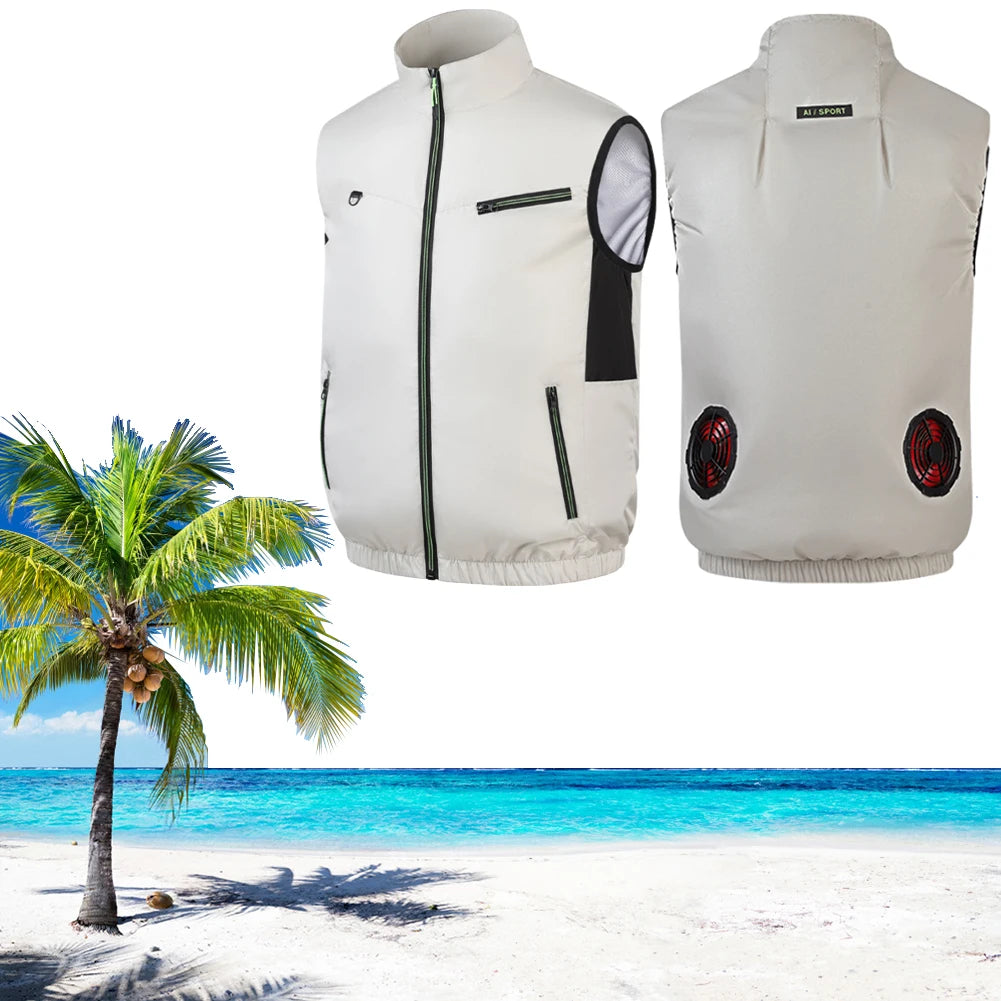 Cooling Vest Breathable Sleeveless with Cooling Fan