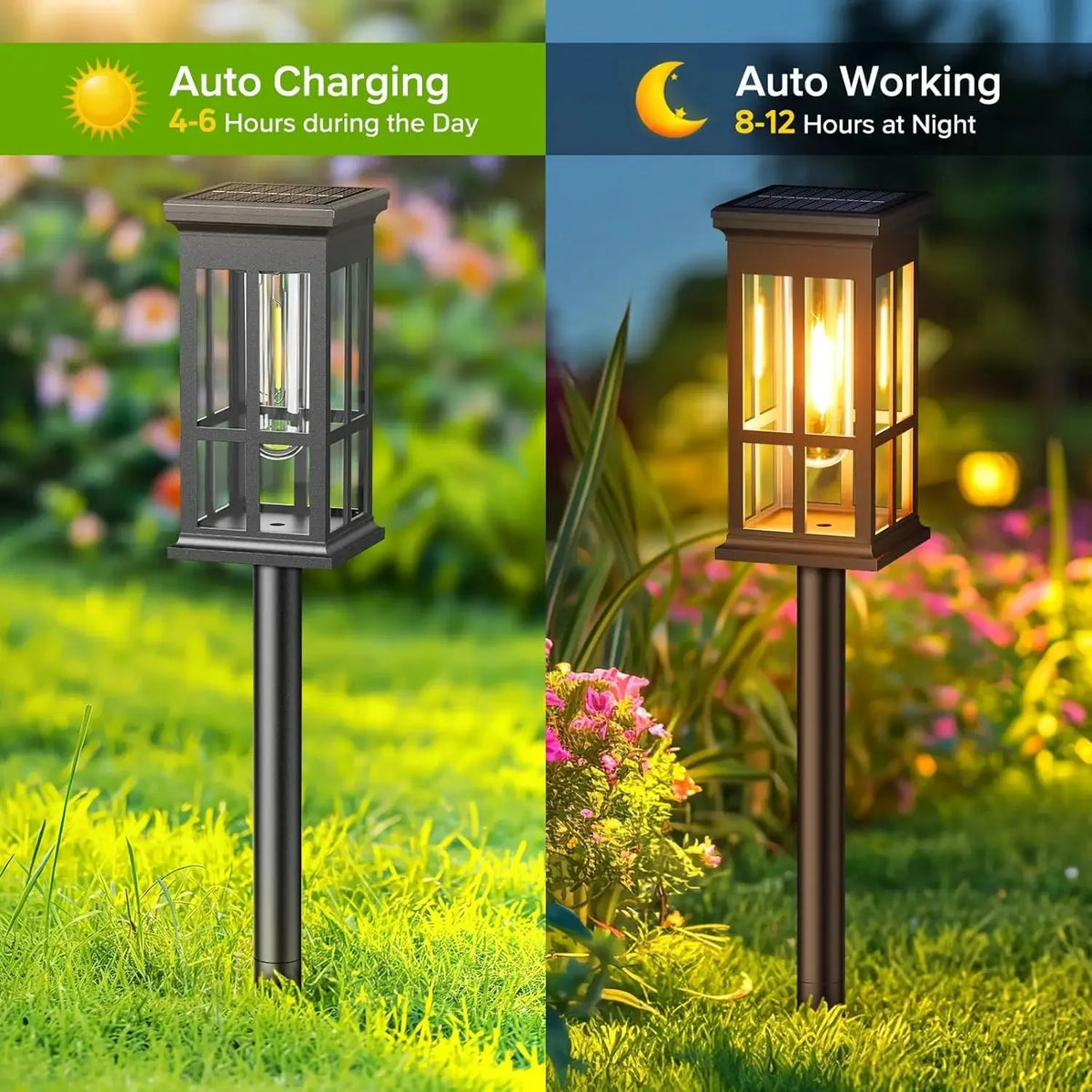 6 Solar Pathway Solar Landscape Lighting for Garden, Walkway, Driveway And Camping Decor