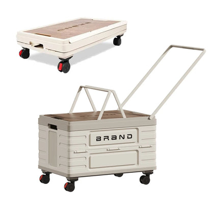 Foldable Storage Cart. Heavy-Duty Mobile Organizer with 4 Silent Wheels,