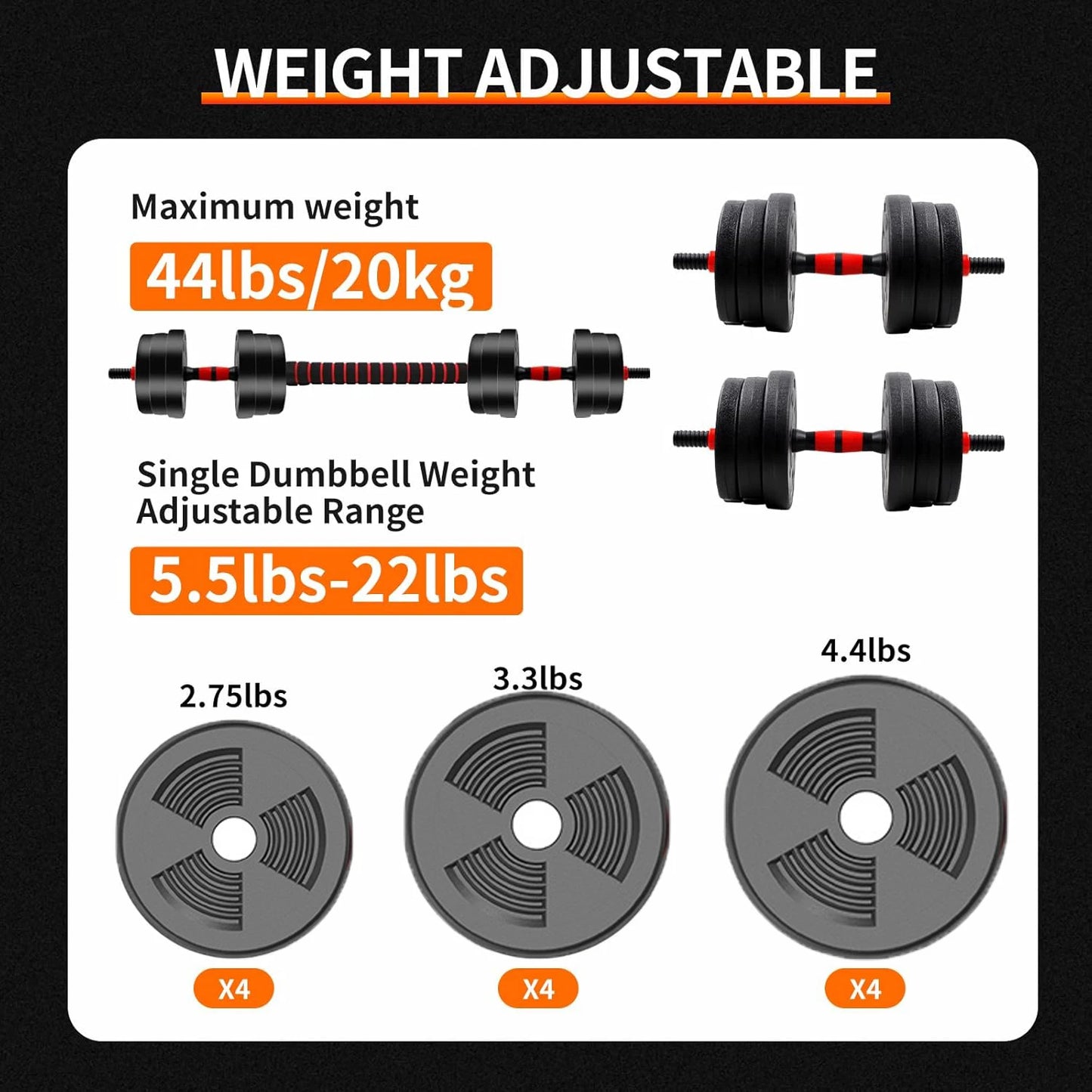 Adjustable Dumbbell to Barbell Set. Versatile Fitness Strength Training