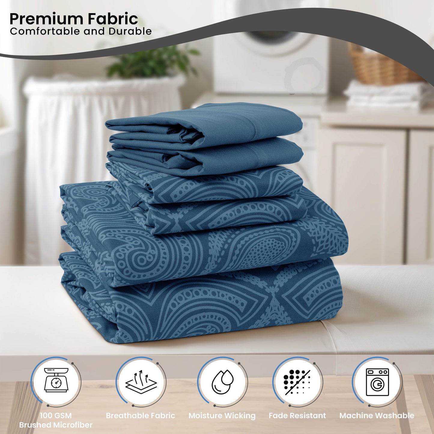 Decor 6 Pc Paisley Microfiber Bed Sheets