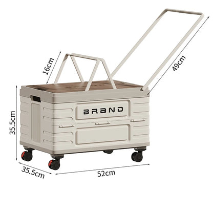 Foldable Storage Cart. Heavy-Duty Mobile Organizer with 4 Silent Wheels,