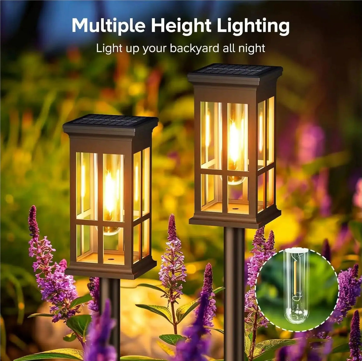 6 Solar Pathway Solar Landscape Lighting for Garden, Walkway, Driveway And Camping Decor