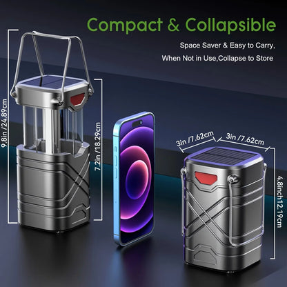 Solar Camping Lantern 2/4-Pack, Rechargeable LED with Flashlight.