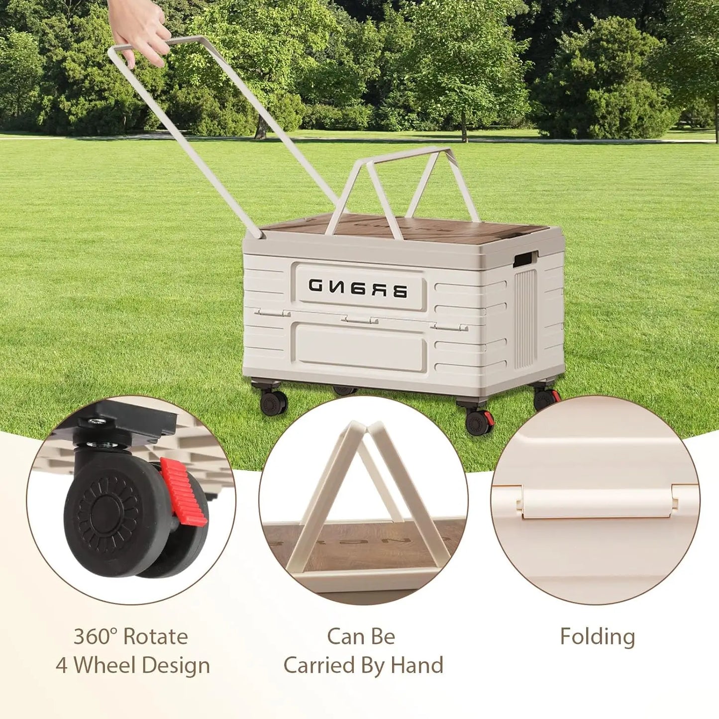 Foldable Storage Cart. Heavy-Duty Mobile Organizer with 4 Silent Wheels,