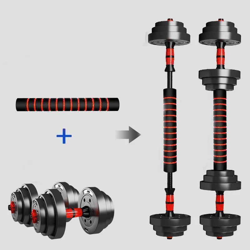 Adjustable Dumbbell to Barbell Set. Versatile Fitness Strength Training