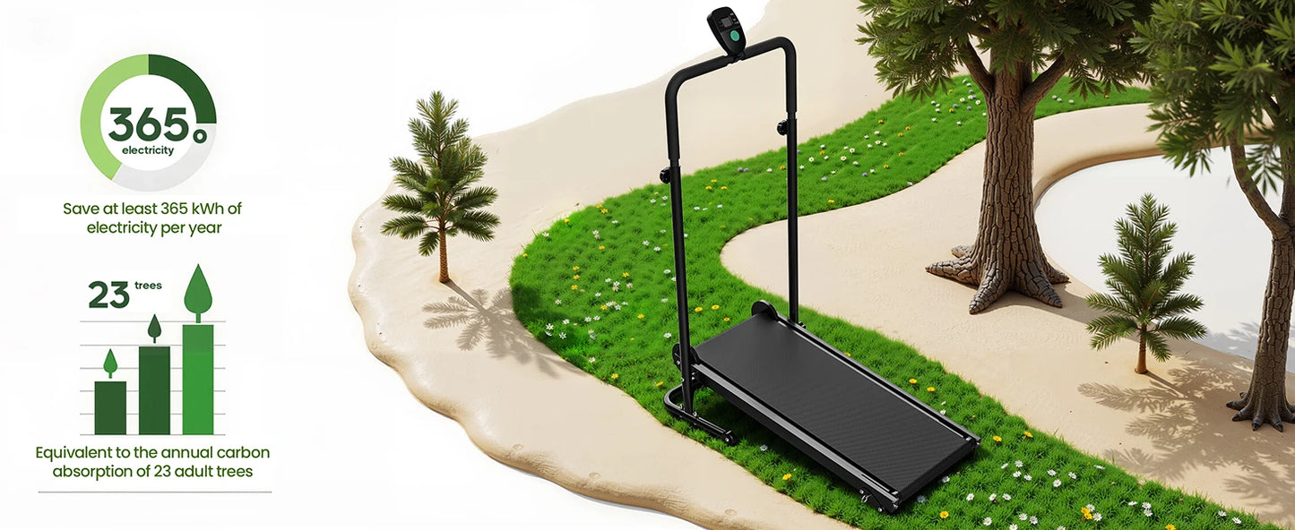 Non-Electric Treadmill with Dual Flywheel & Fixed Incline