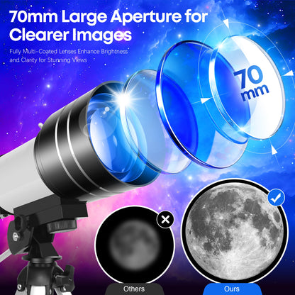 150X 70mm Astronomical Telescope for Camping, Nature And Observation
