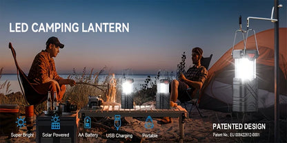 Solar Camping Lantern 2/4-Pack, Rechargeable LED with Flashlight.