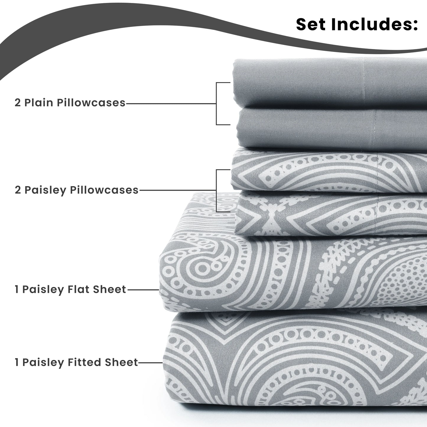 Decor 6 Pc Paisley Microfiber Bed Sheets