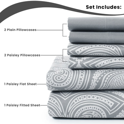 Decor 6 Pc Paisley Microfiber Bed Sheets