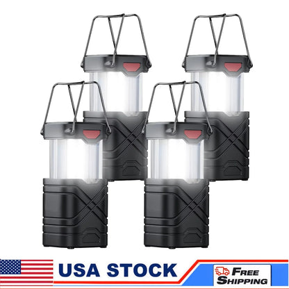 Solar Camping Lantern 2/4-Pack, Rechargeable LED with Flashlight.