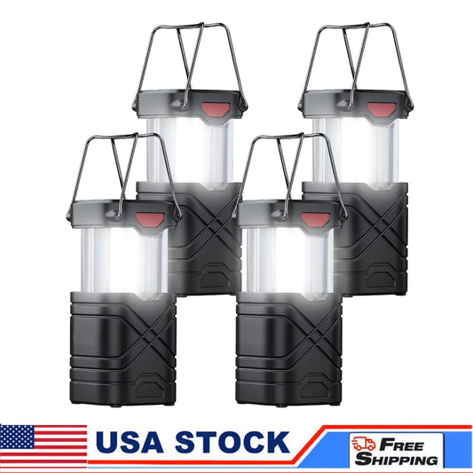 Solar Camping Lantern 2/4-Pack, Rechargeable LED with Flashlight.