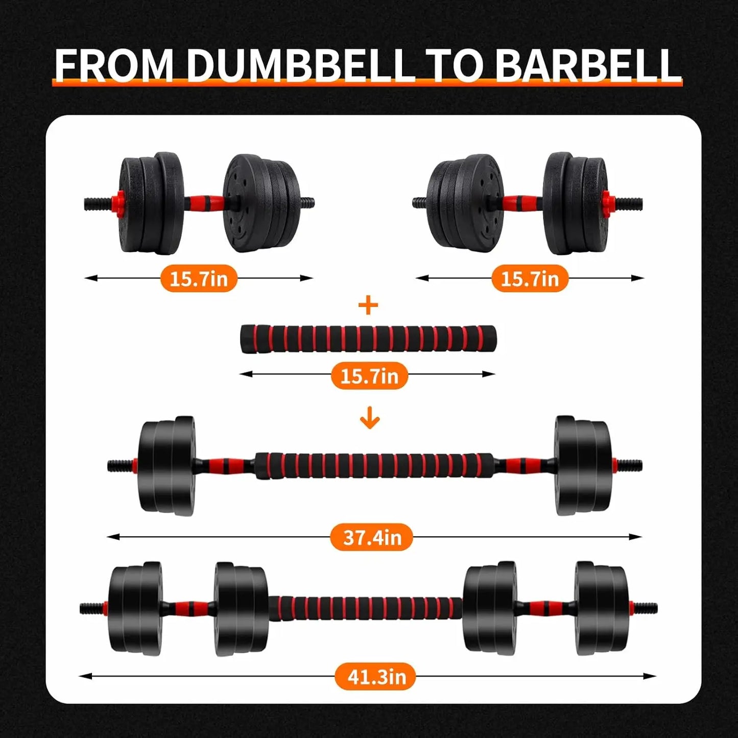 Adjustable Dumbbell to Barbell Set. Versatile Fitness Strength Training