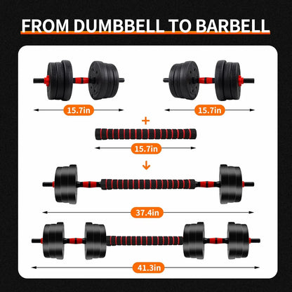 Adjustable Dumbbell to Barbell Set. Versatile Fitness Strength Training