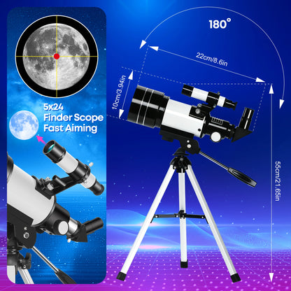 150X 70mm Astronomical Telescope for Camping, Nature And Observation