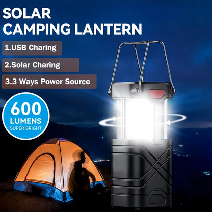 Solar Camping Lantern 2/4-Pack, Rechargeable LED with Flashlight.