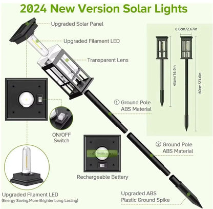 6 Solar Pathway Solar Landscape Lighting for Garden, Walkway, Driveway And Camping Decor