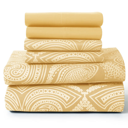 Decor 6 Pc Paisley Microfiber Bed Sheets
