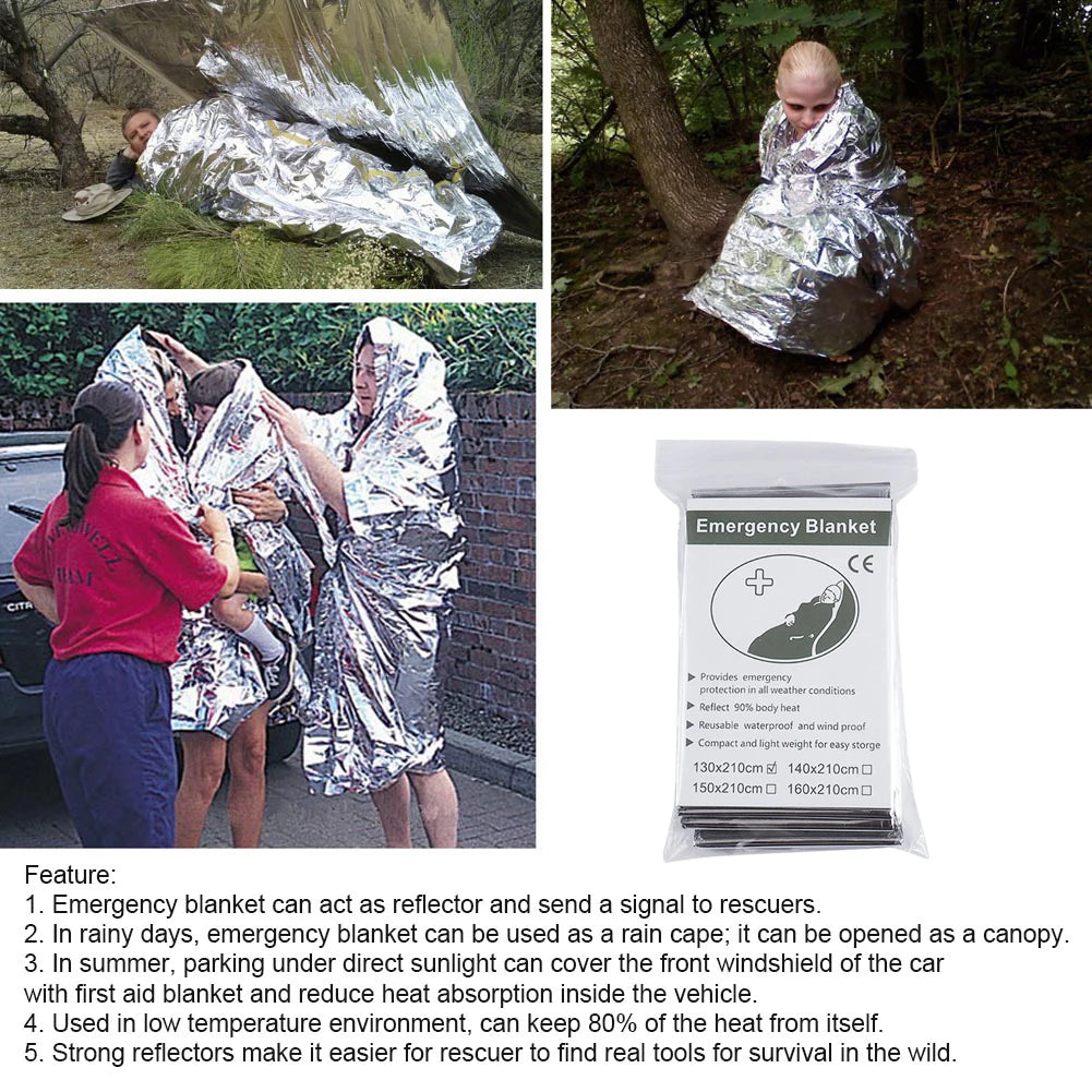 1-20pcs Emergency Mylar Thermal Foil Space Blanket Designed for NASA Body Warmer