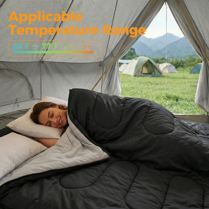 Lightweight 3 Season Portable Double Sleeping Bag with Pillow