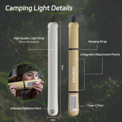 Rechargeable Camping Lantern 2000mAh Folding Portable Waterproof