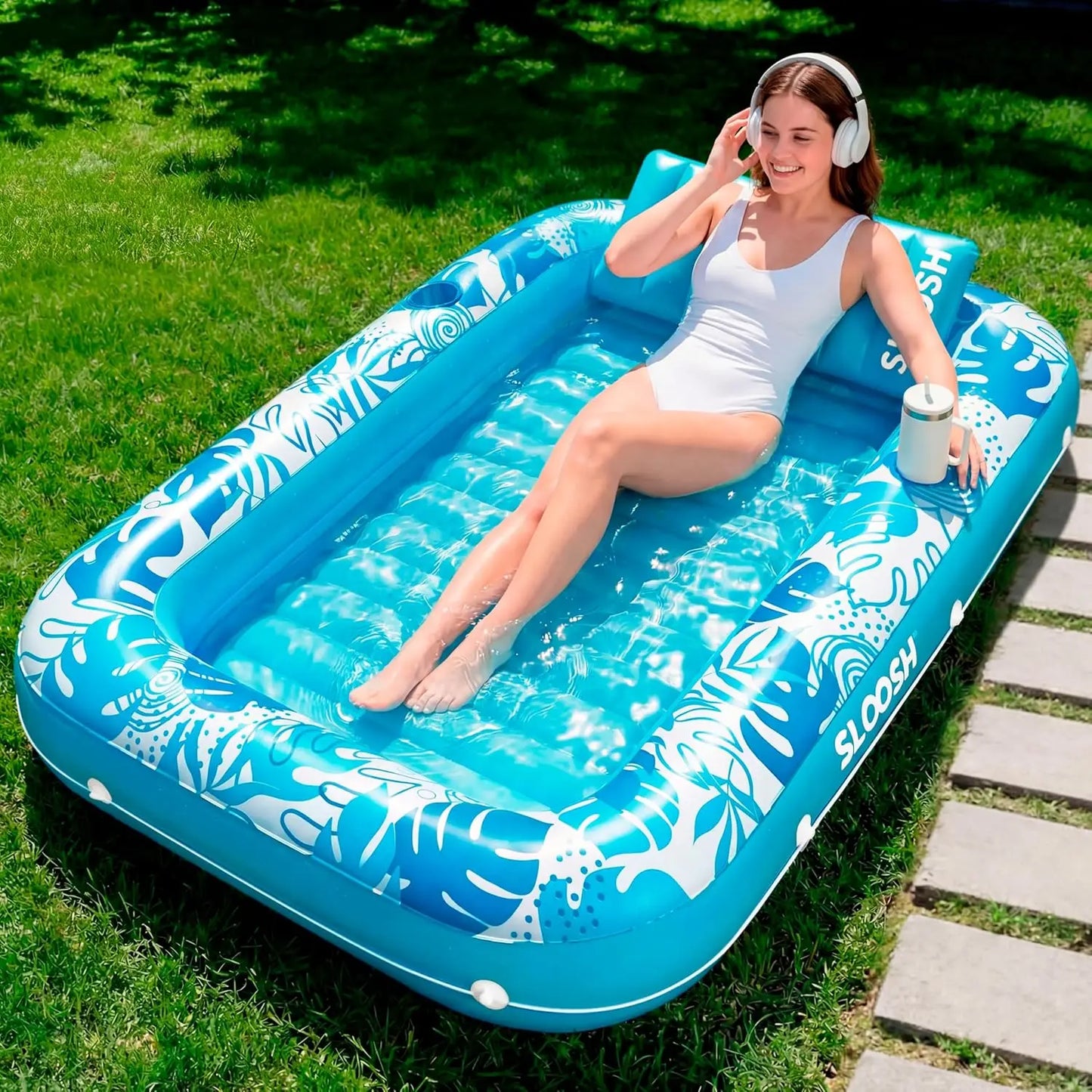 4 in 1 Suntan Raft Inflatable Floatie Tanning Pool