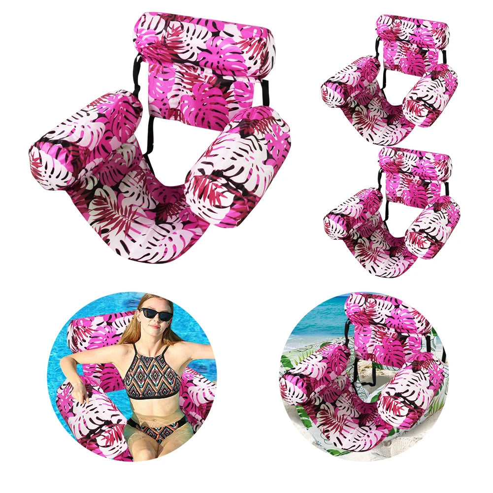 Inflatable Floating Lounger Chair with Arm & Backrest for Pool, Lake or Beach