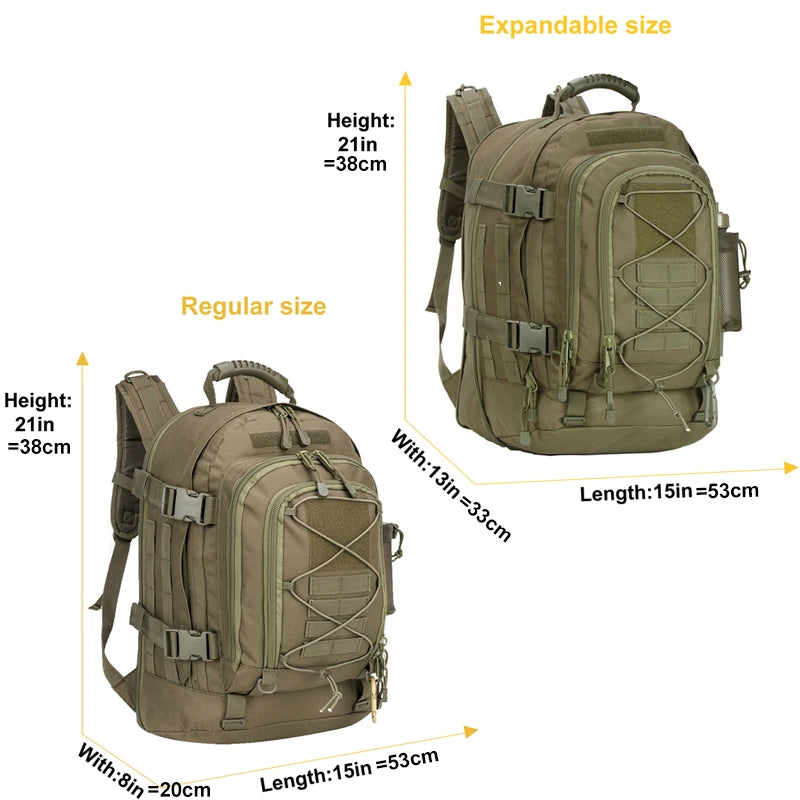 Outdoor Tactical Large Capacity Hiking Bag.  Travelling Camping Rucksack