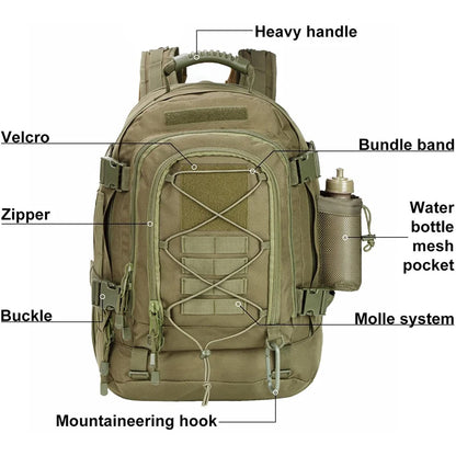 Outdoor Tactical Large Capacity Hiking Bag.  Travelling Camping Rucksack
