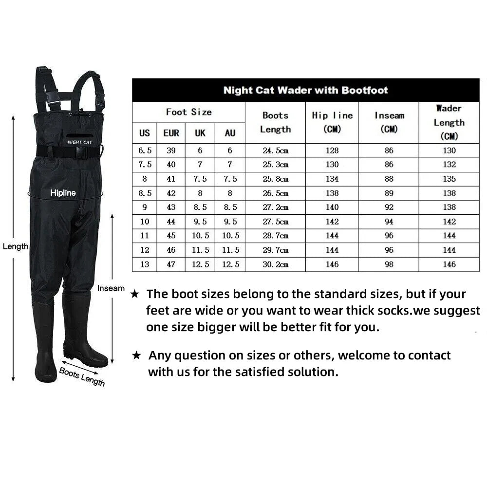 Heavy Duty Waterproof Chest Waders with Anti-Slip Boots for Fishing, Hunting and Farm Work