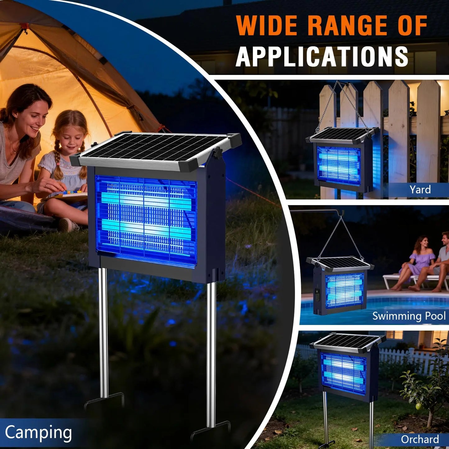 Solar Bug Zapper 4500V High Power Cordless Mosquito Zapper,