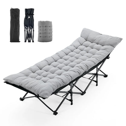 Folding Camping Bed, Beach, Lounge Chair.  3.5'' Cushion. 440 lbs Capacity