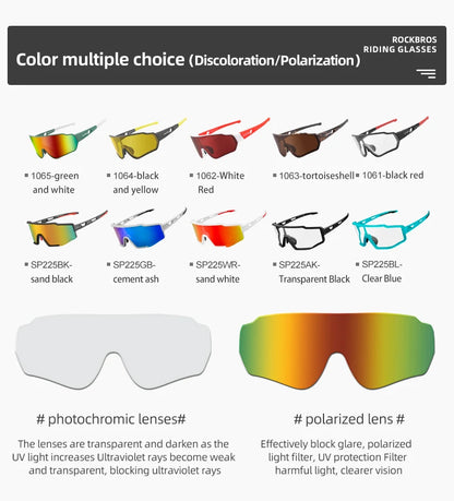 Photochromic Polarized Cycling Sunglasses Inner Frame Goggles