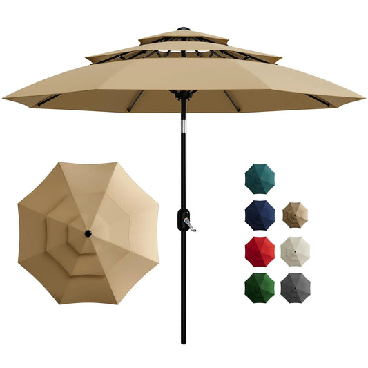 10FT 3-Tier Vented Patio Table Market Umbrella