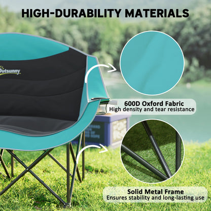 Double Camping Chair for Adults, Padded Folding Camp Chair.