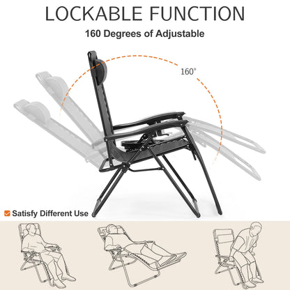 Set of 2 Zero Gravity Lounge Chairs