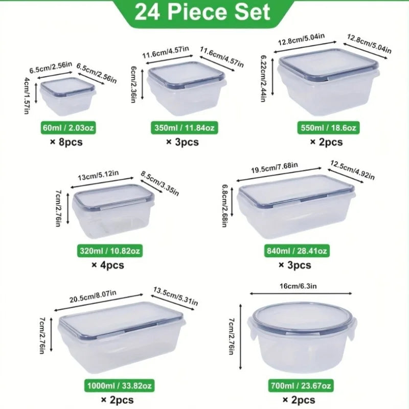 48Pcs Food Storage Set Containers & Lids with Labels