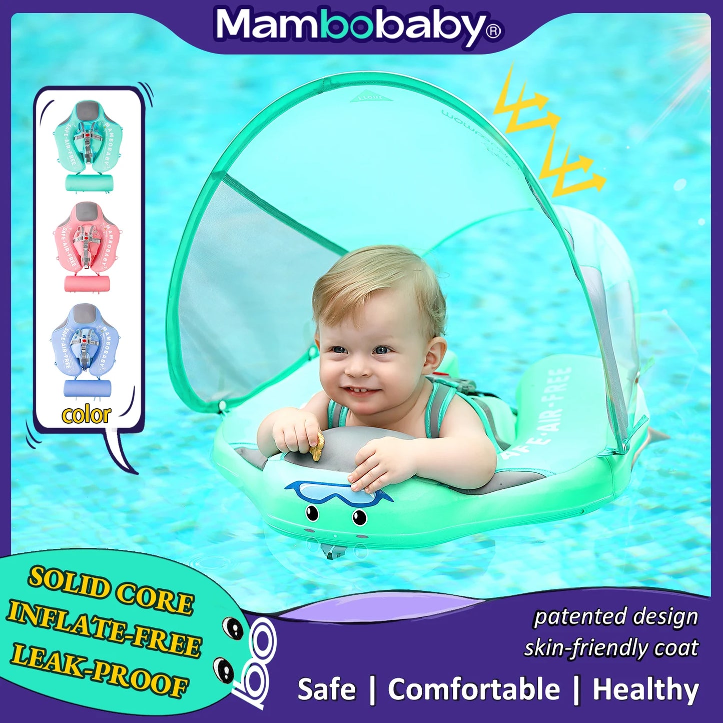 Baby Float with Sunshade Canopy and Crotch Strap.