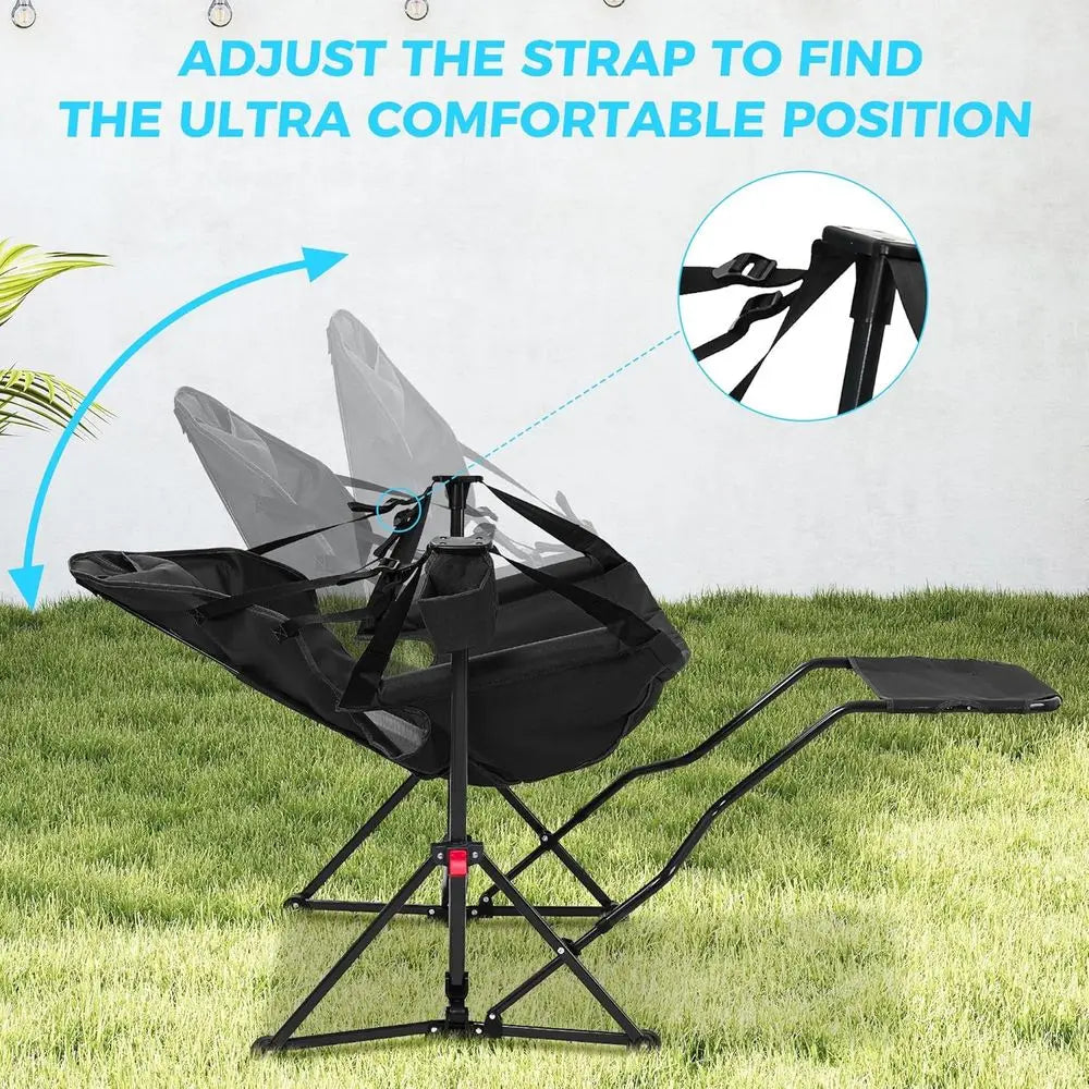 Hammock Camping Chair with Footrest, Cup Holder and Pillow