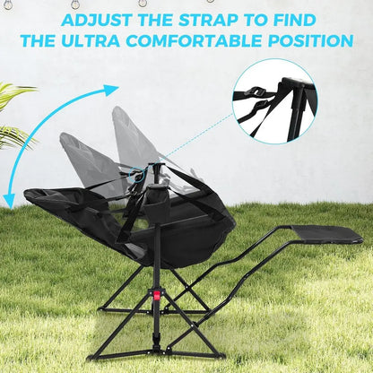 Hammock Camping Chair with Footrest, Cup Holder and Pillow