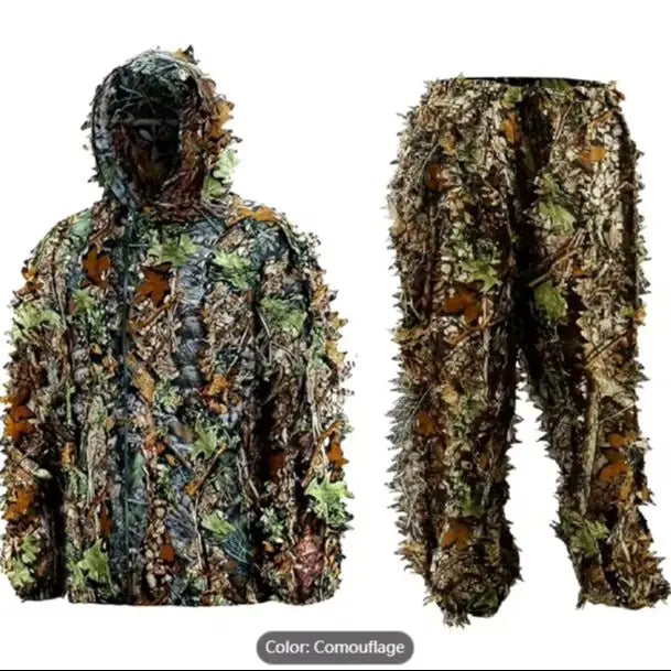 Unisex Ghillie Suit, 3D Lightweight Hunting Clothes, Hooded Camouflage Breathable Hunting Suit