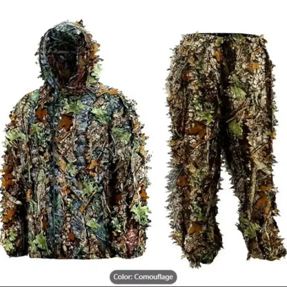 Unisex Ghillie Suit, 3D Lightweight Hunting Clothes, Hooded Camouflage Breathable Hunting Suit