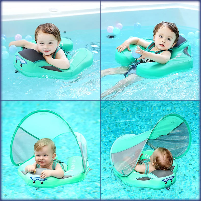 Baby Float with Sunshade Canopy and Crotch Strap.