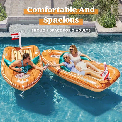 Giant Boat Pool Float with Cooler Inflatable Boat