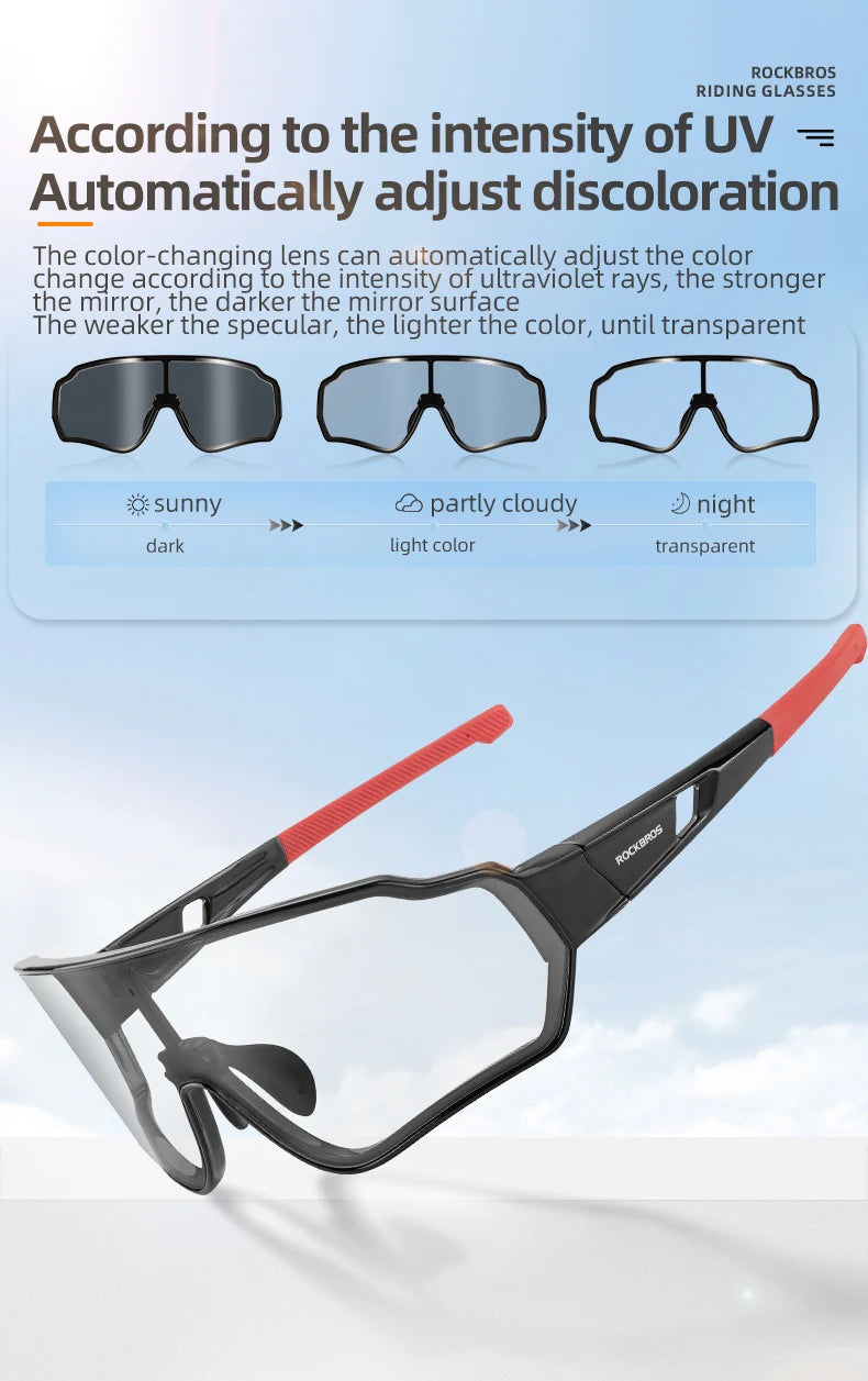 Photochromic Polarized Cycling Sunglasses Inner Frame Goggles