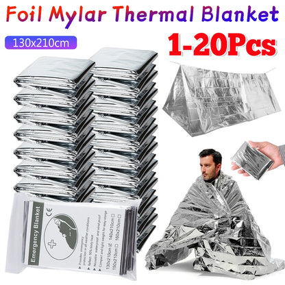 1-20pcs Emergency Mylar Thermal Foil Space Blanket Designed for NASA Body Warmer