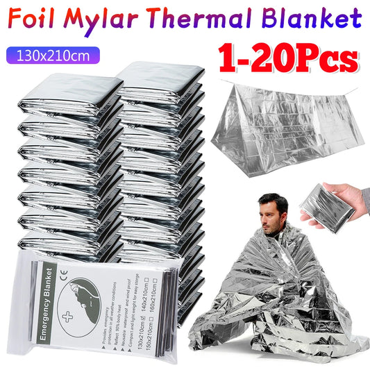 1-20pcs Emergency Mylar Thermal Foil Space Blanket Designed for NASA Body Warmer