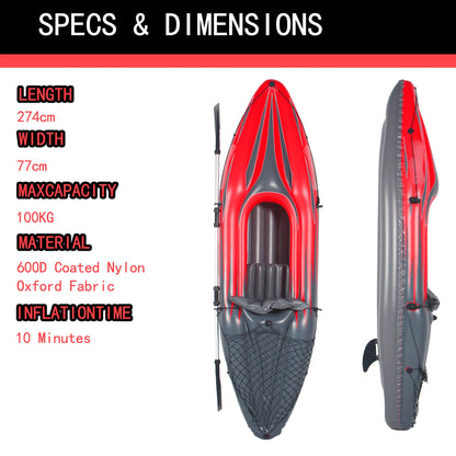 Inflatable Kayak Canoe, with Paddles, Bag, Seats,